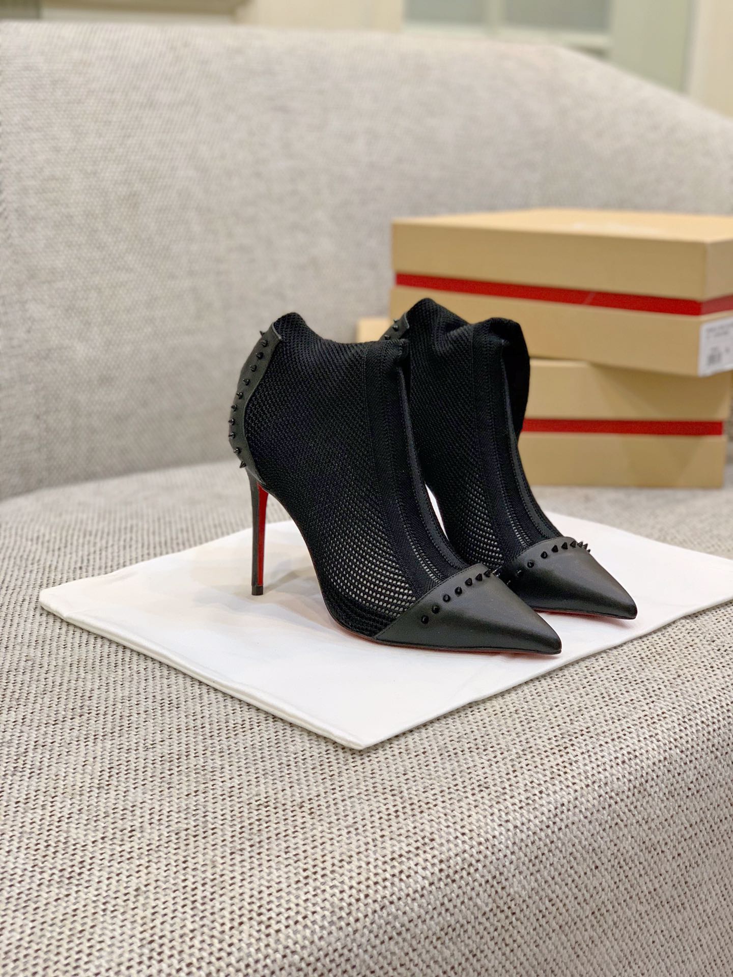 Ch**an louboutin flip spikes ankle boots
