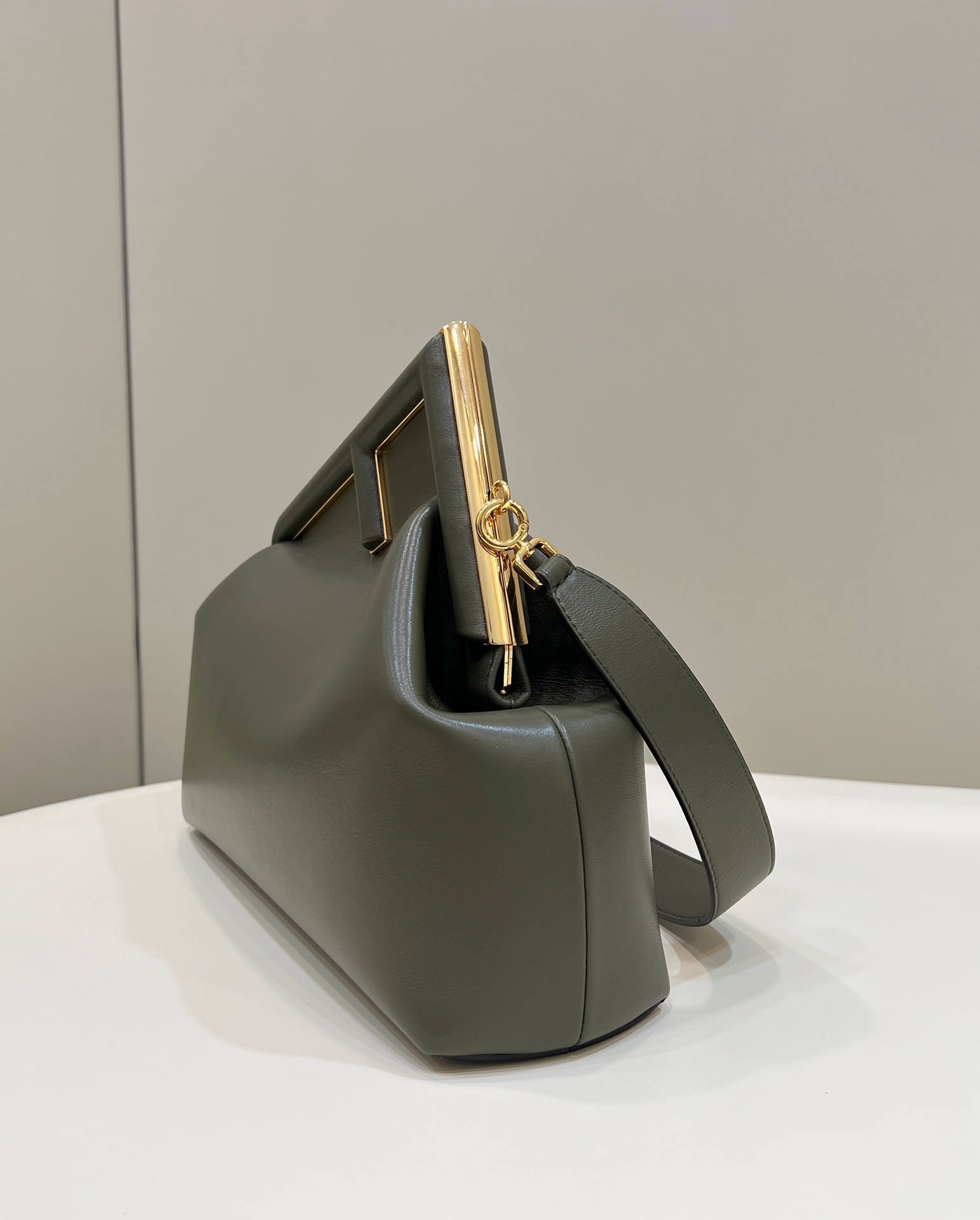 F**di first medium dark green leather bag