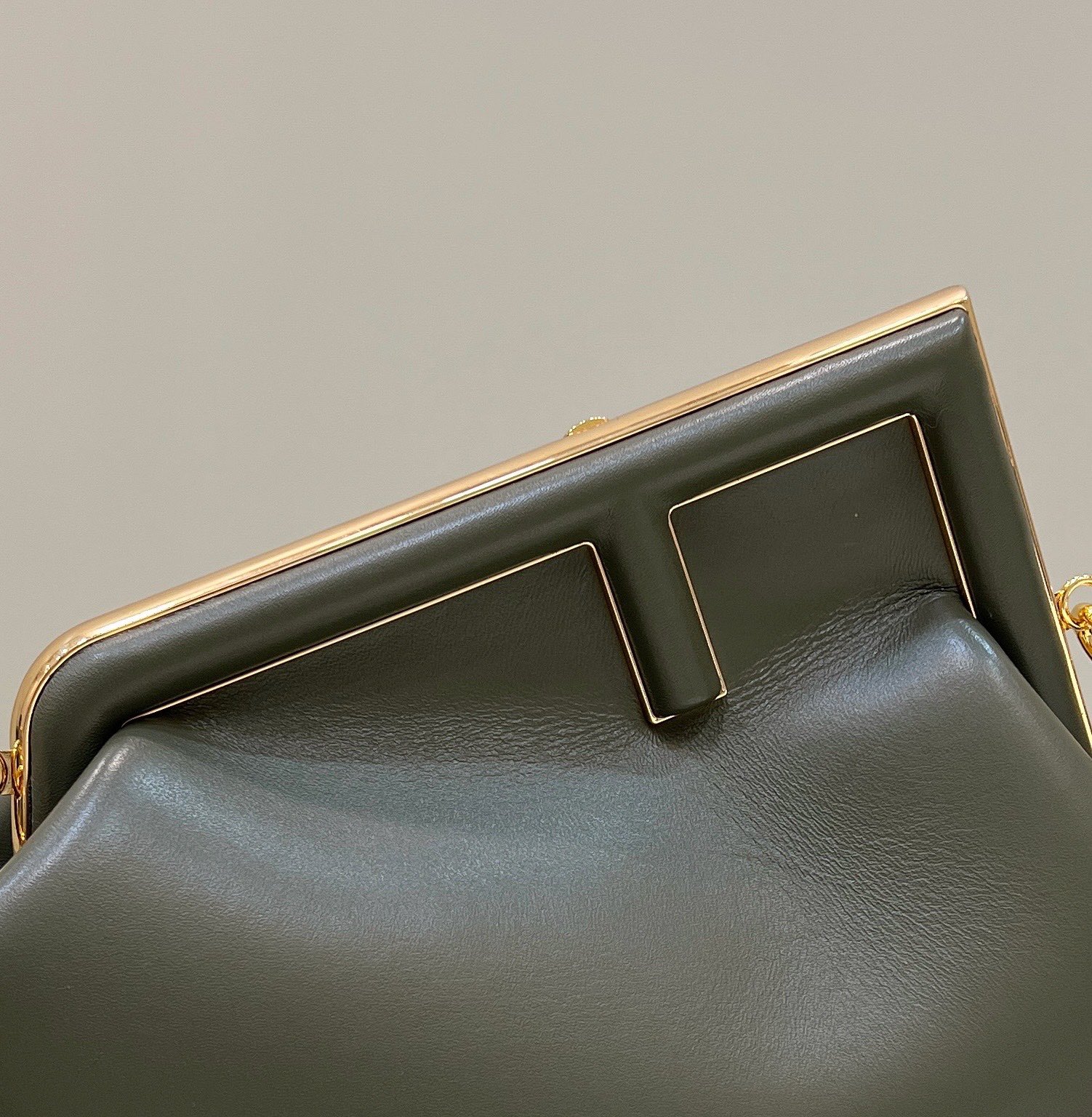 F**di first medium dark green leather bag