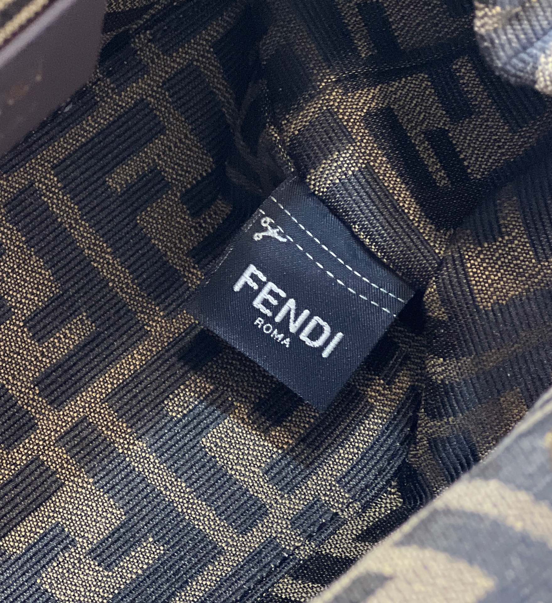 F**di first medium dark green leather bag