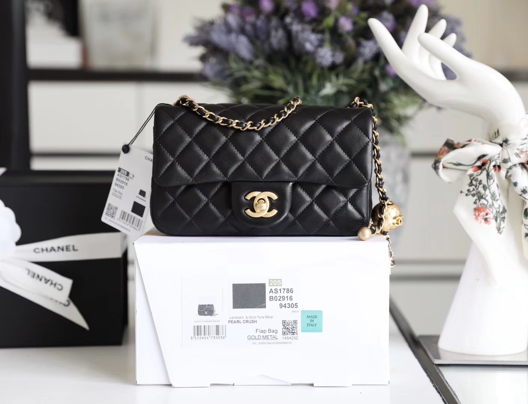 Ch*el classic flap mini with golden ball