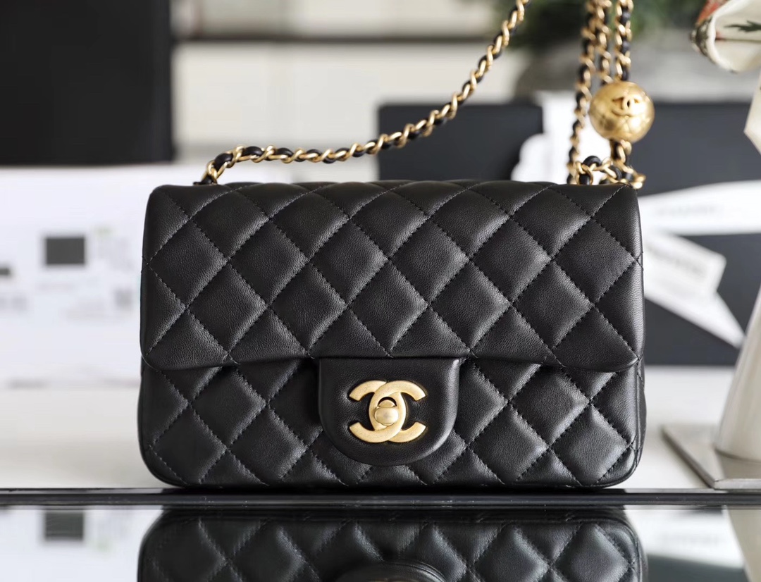 Ch*el classic flap mini with golden ball