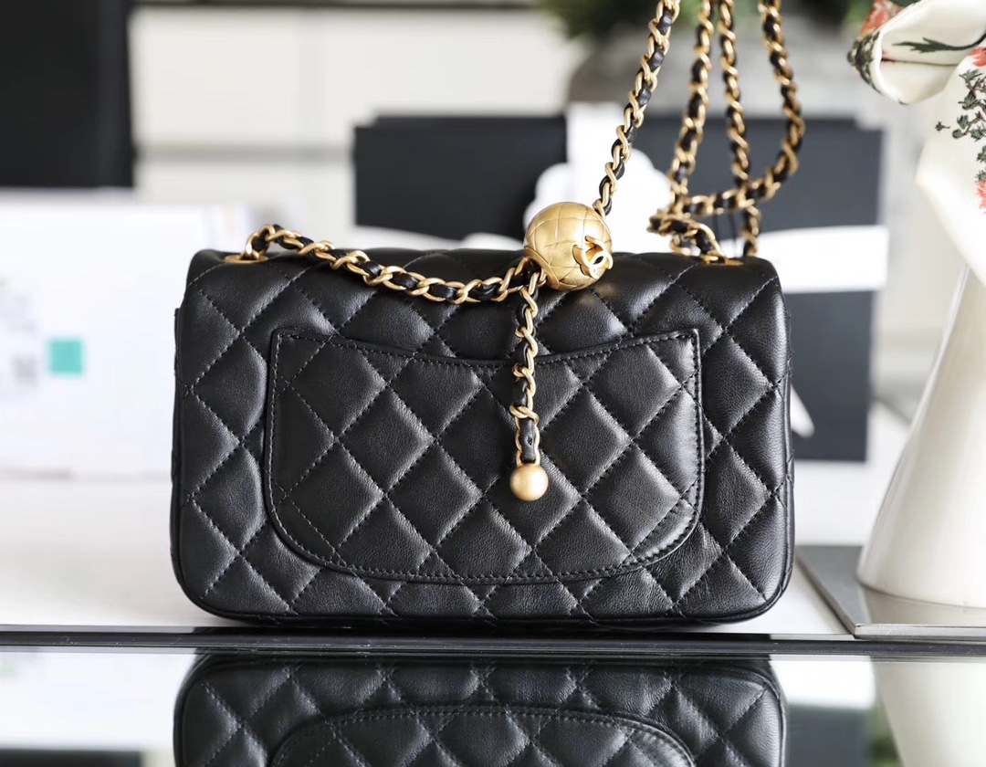 Ch*el classic flap mini with golden ball