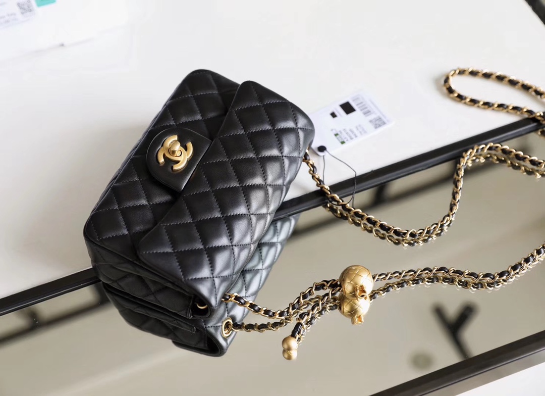 Ch*el classic flap mini with golden ball