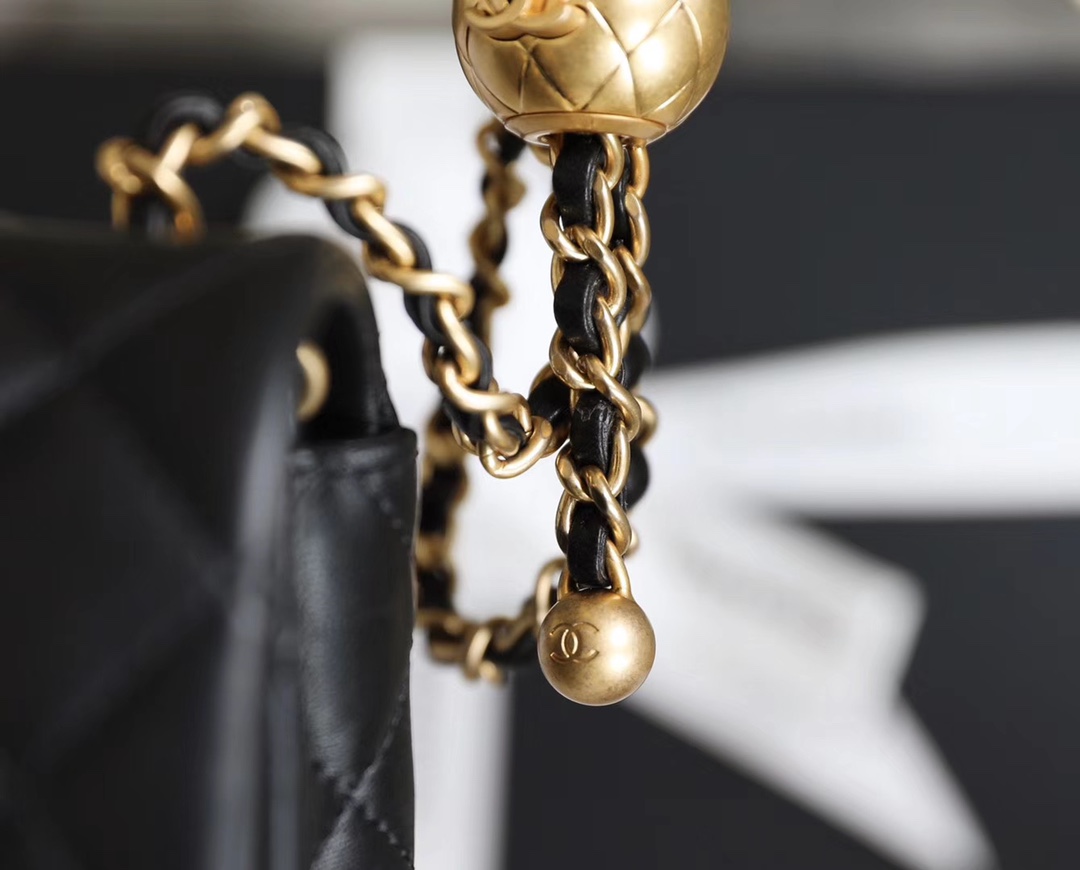 Ch*el classic flap mini with golden ball