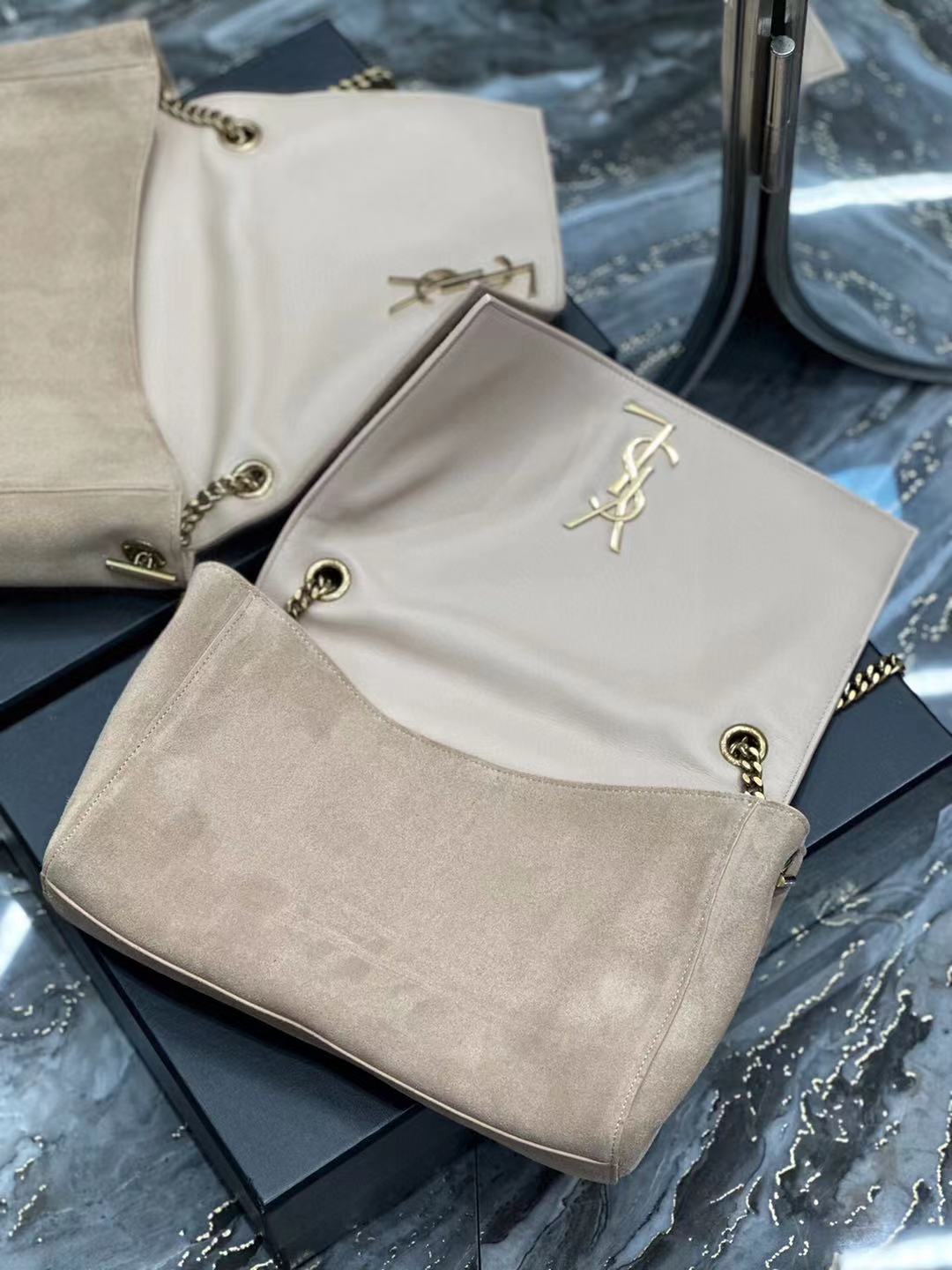 SAINT LAURENT Kate reversible suede and leather shoulder bag