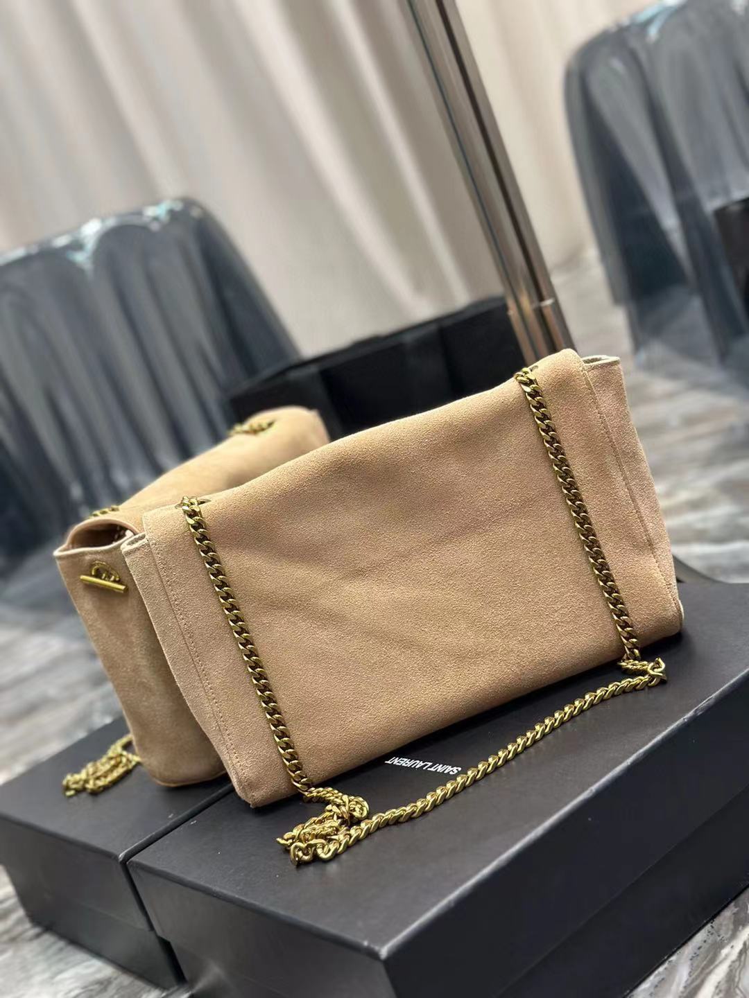 SAINT LAURENT Kate reversible suede and leather shoulder bag