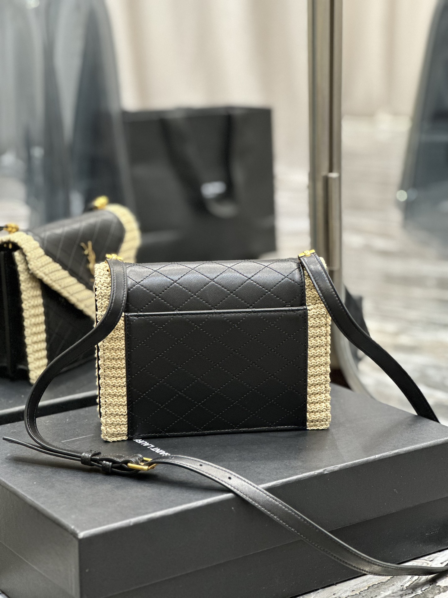 GABY MINI SATCHEL IN QUILTED SUEDE AND SHEARLING