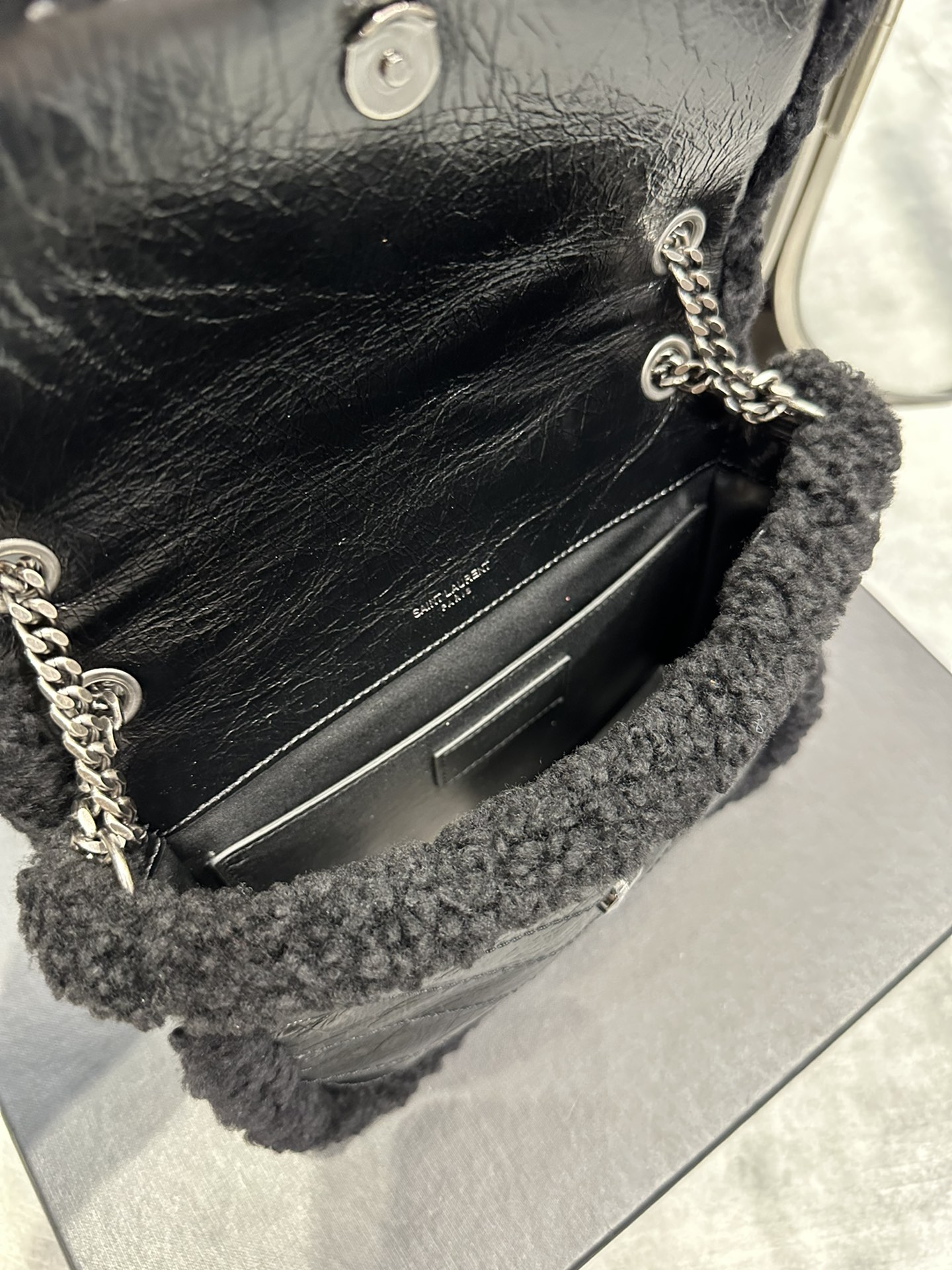 NIKI BABY CHAIN BAG IN CROCODILE-EMBOSSED LEATHER