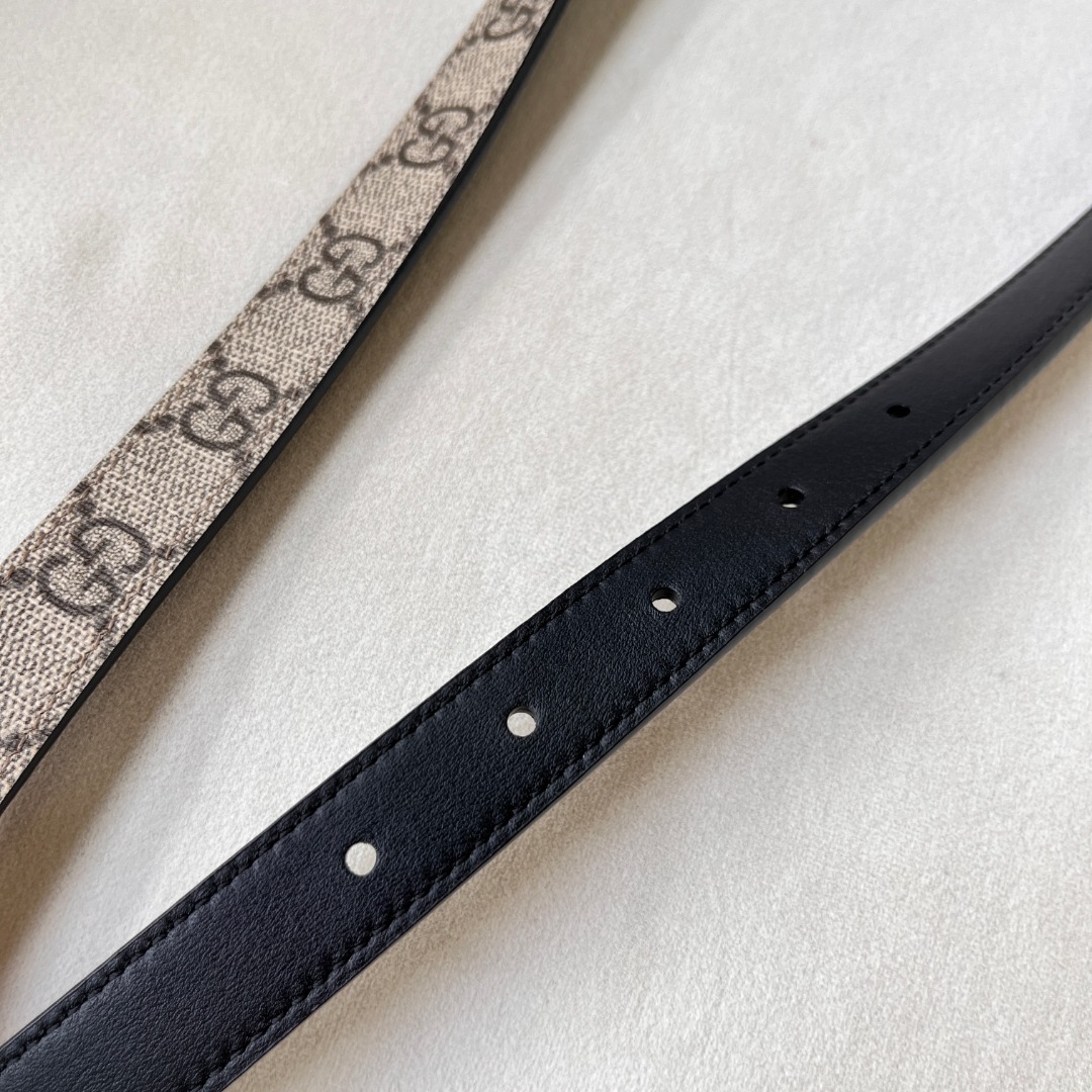 WIDE LEATHER BELT WITH DOUBLE G BUCKLE
