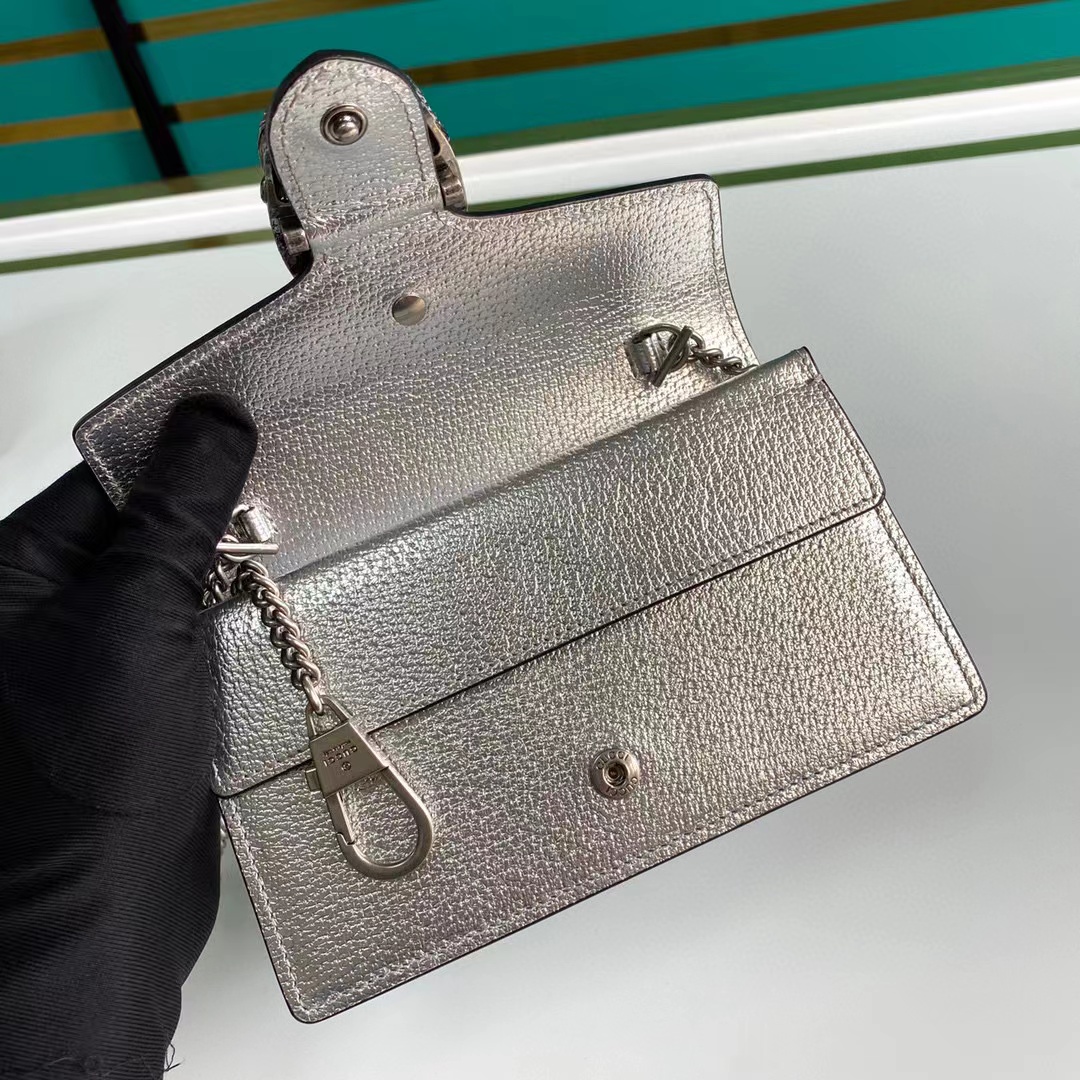 dionysus S*per mini bag in silver lamé leather