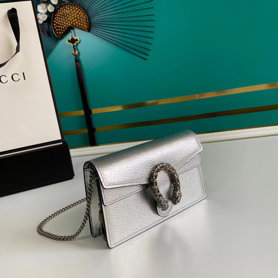 dionysus S*per mini bag in silver lamé leather