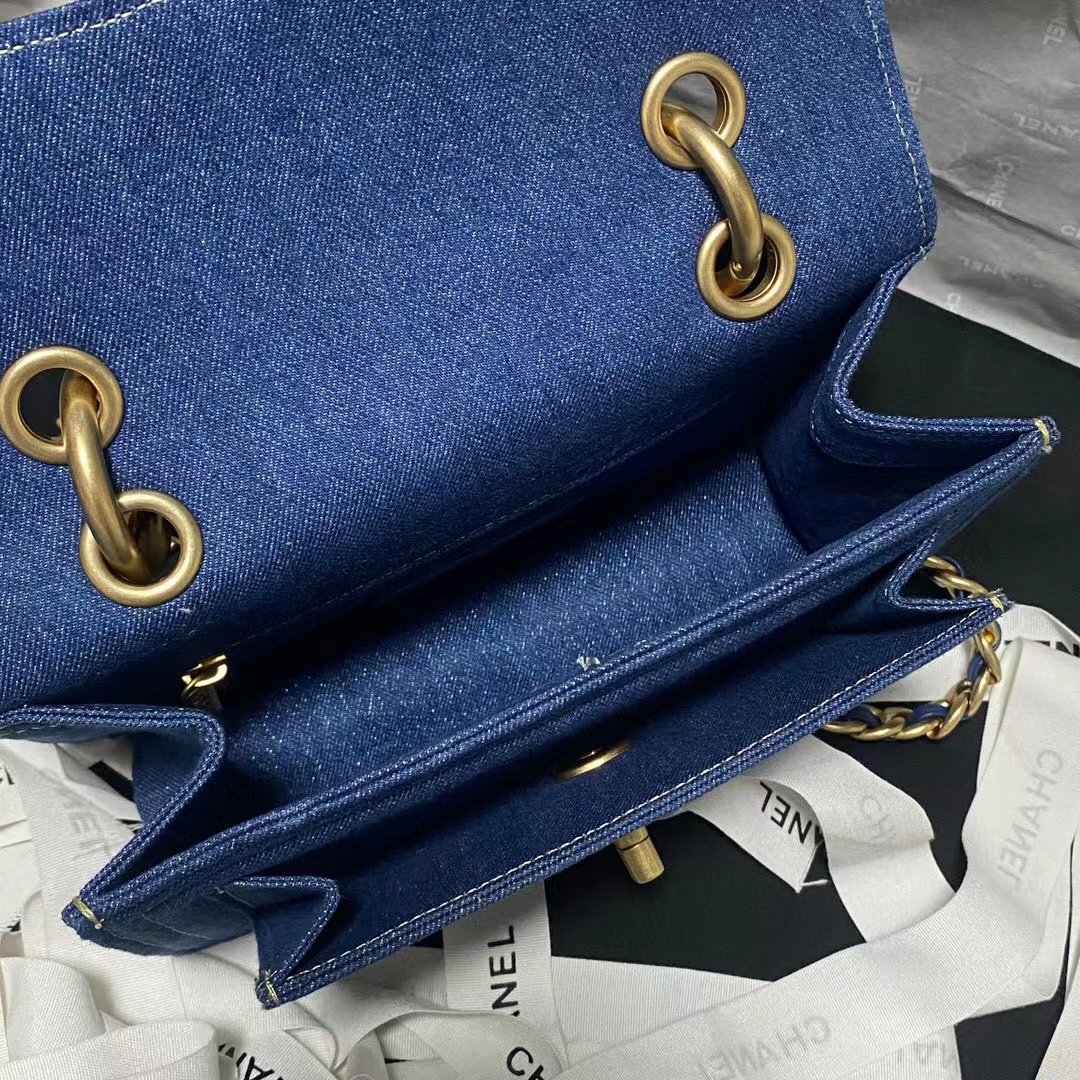 Ch*el dehnim flap bag