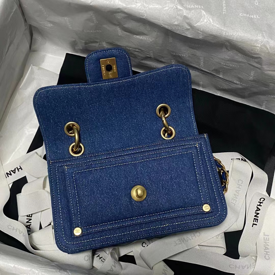 Ch*el dehnim flap bag
