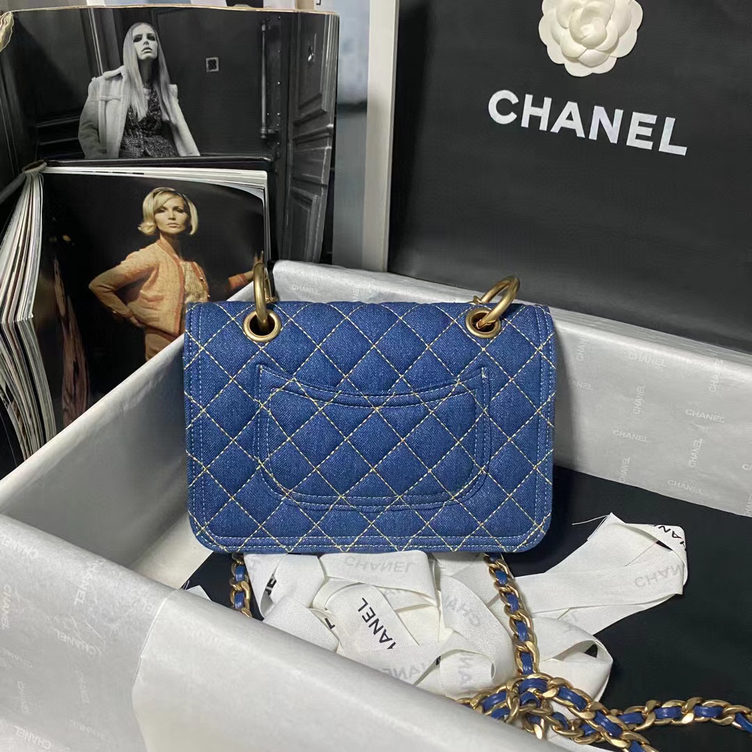 Ch*el dehnim flap bag