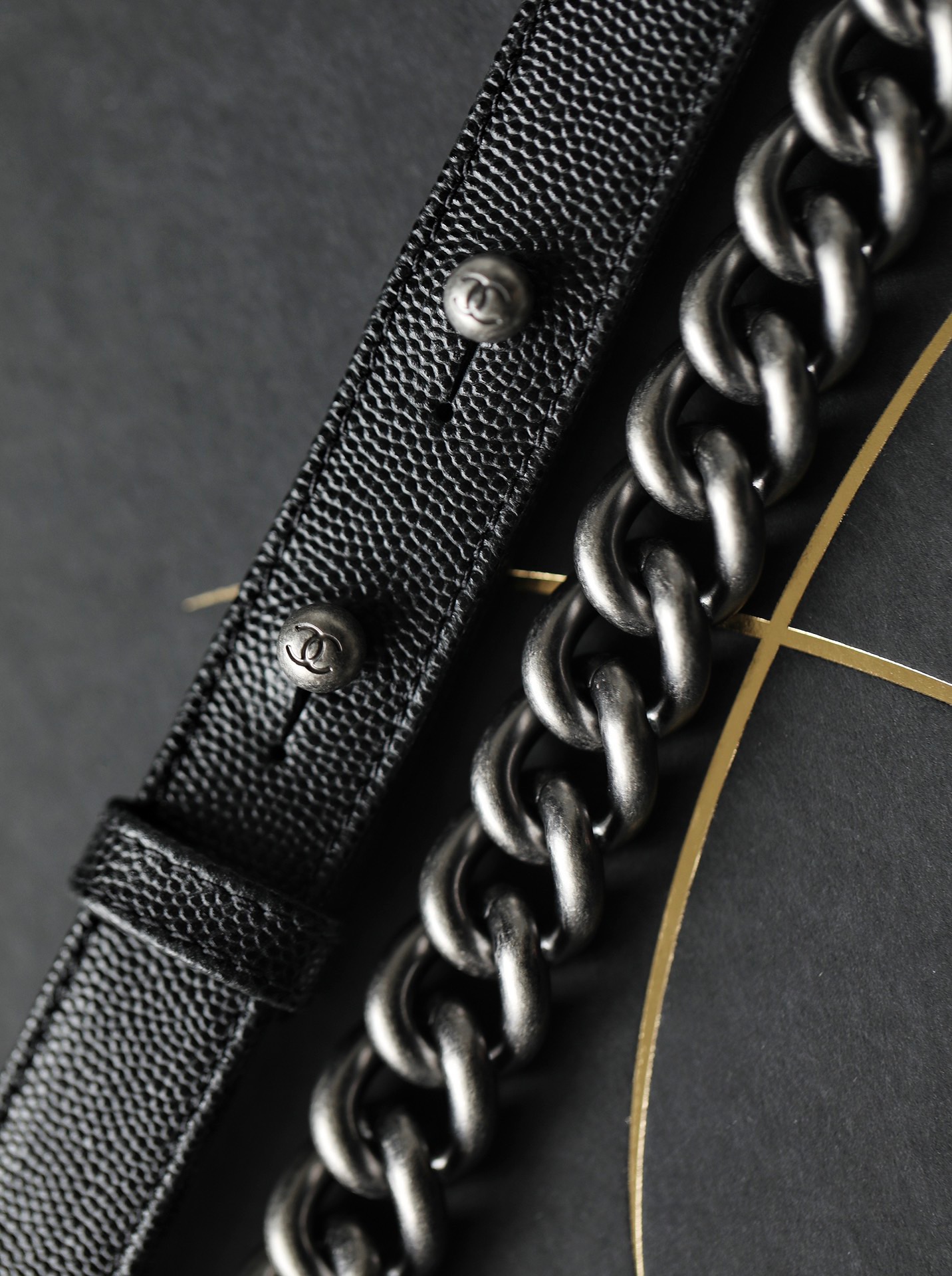 Ch*el boy sliver hardware caviar cow leather