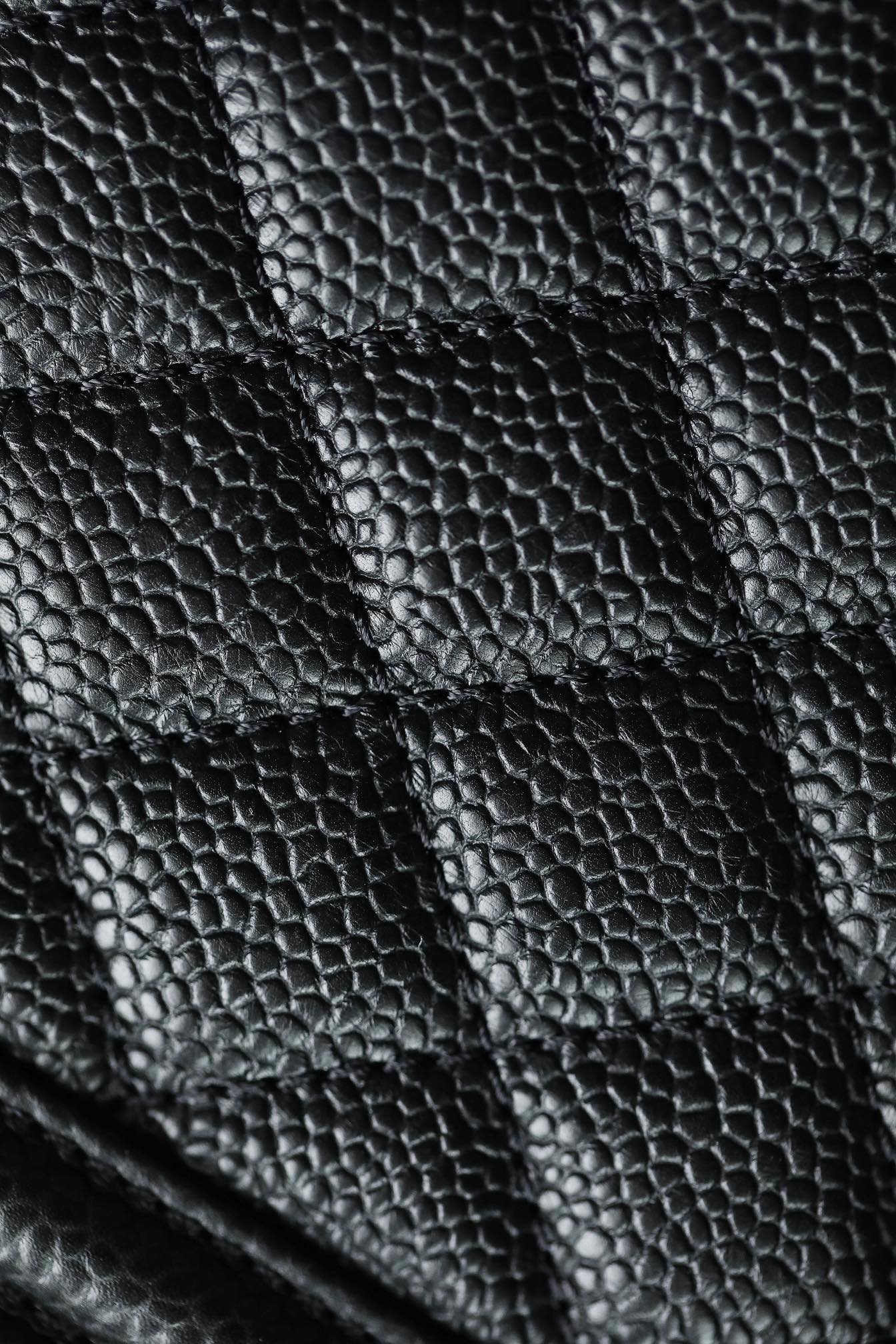 Ch*el boy sliver hardware caviar cow leather