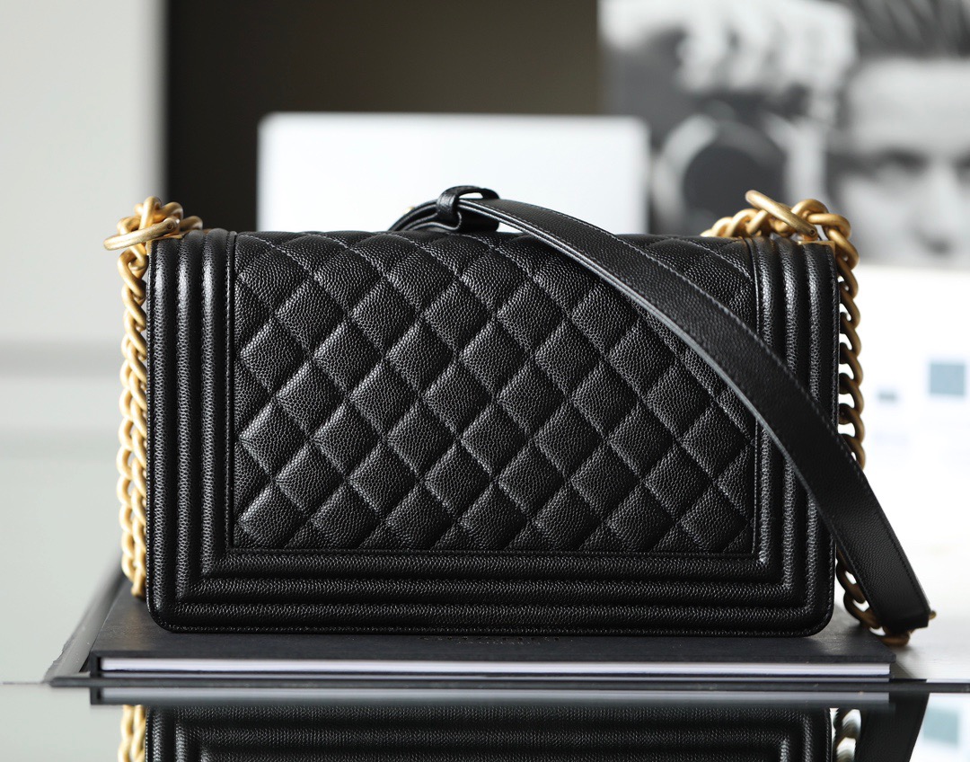 Ch*el boy sliver hardware caviar cow leather