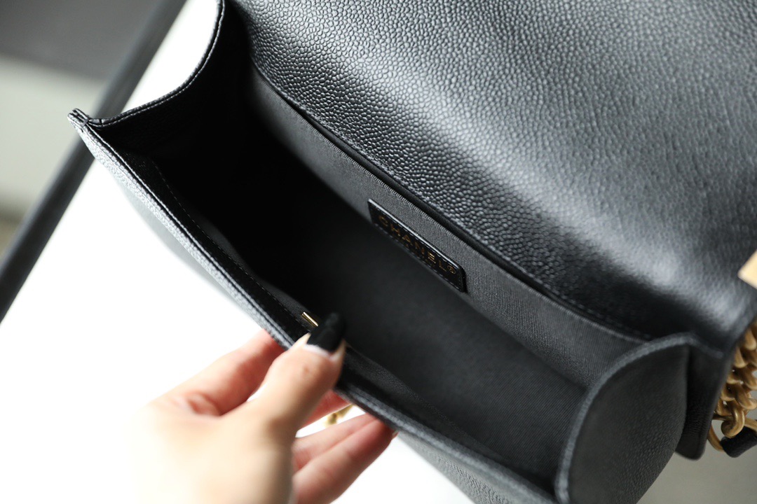 Ch*el boy sliver hardware caviar cow leather