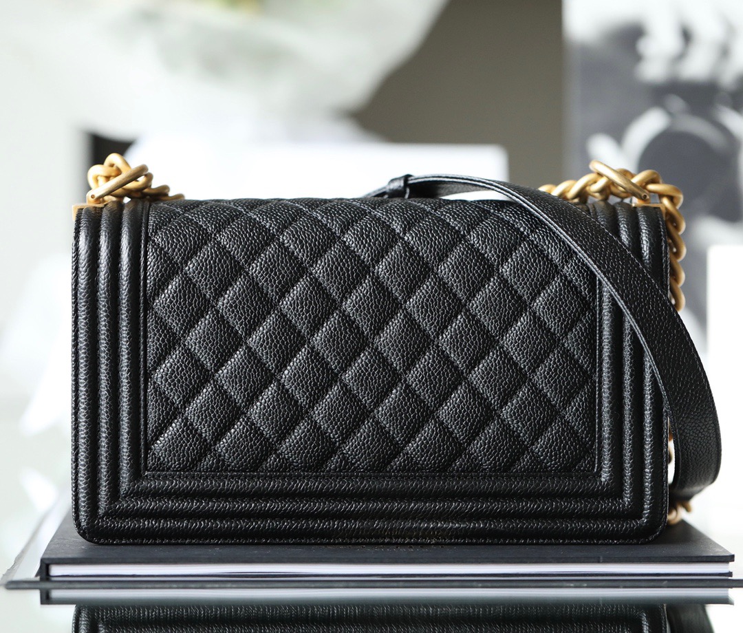Ch*el boy sliver hardware caviar cow leather