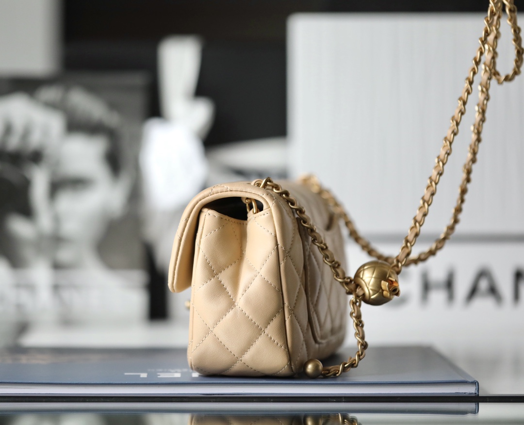 Ch*el classic flap mini with golden ball