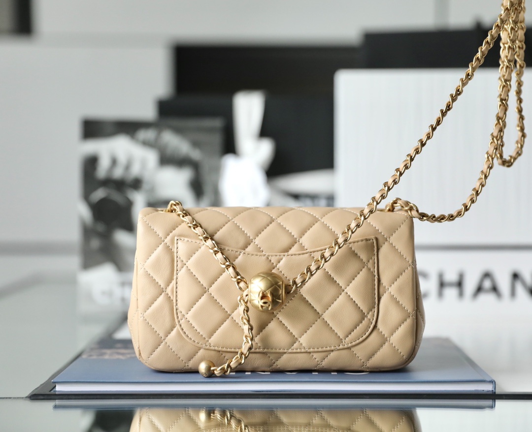 Ch*el classic flap mini with golden ball