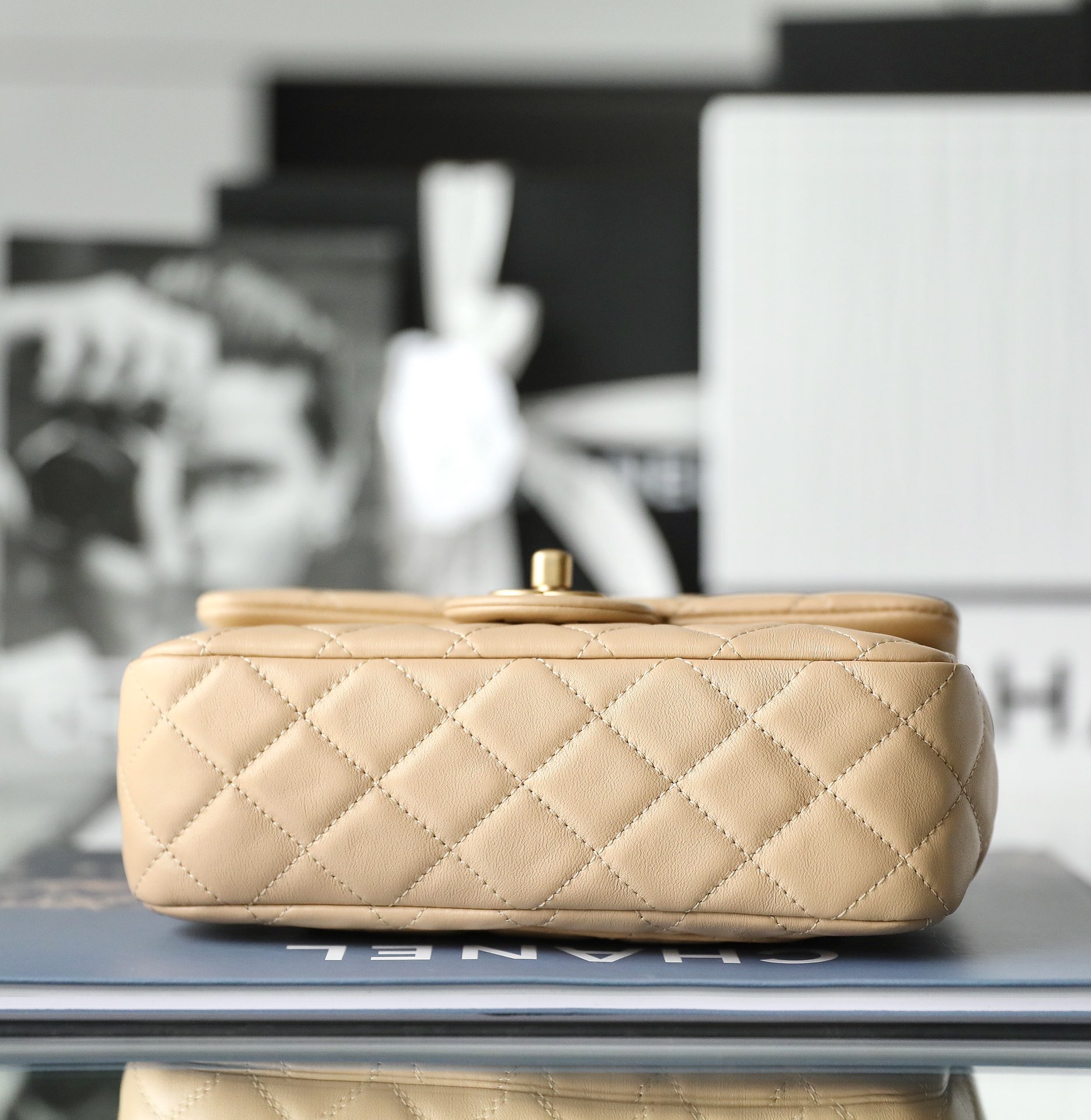 Ch*el classic flap mini with golden ball