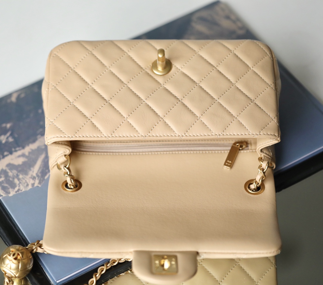 Ch*el classic flap mini with golden ball