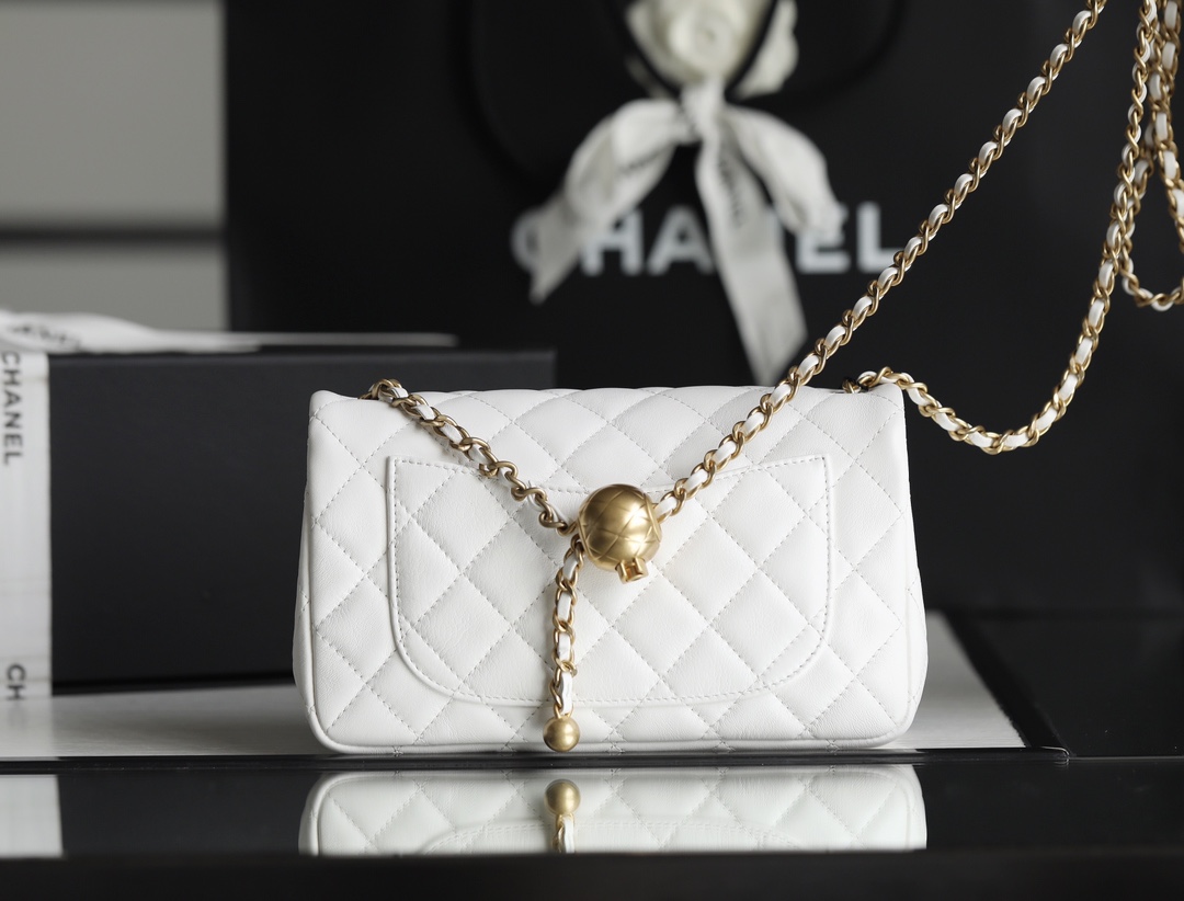 Ch*el classic flap mini with golden ball