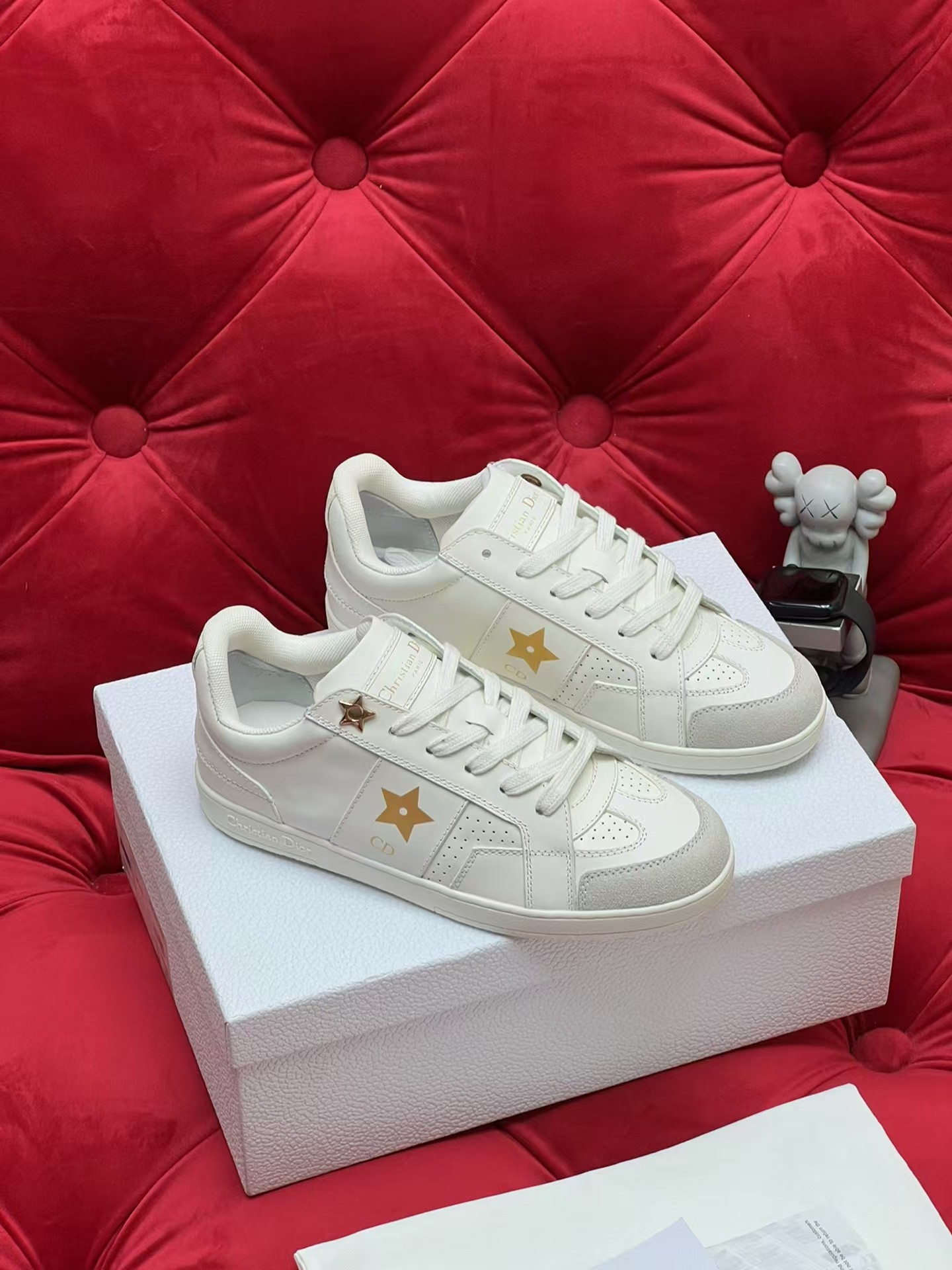 D*or star sneaker white calfskin and suede