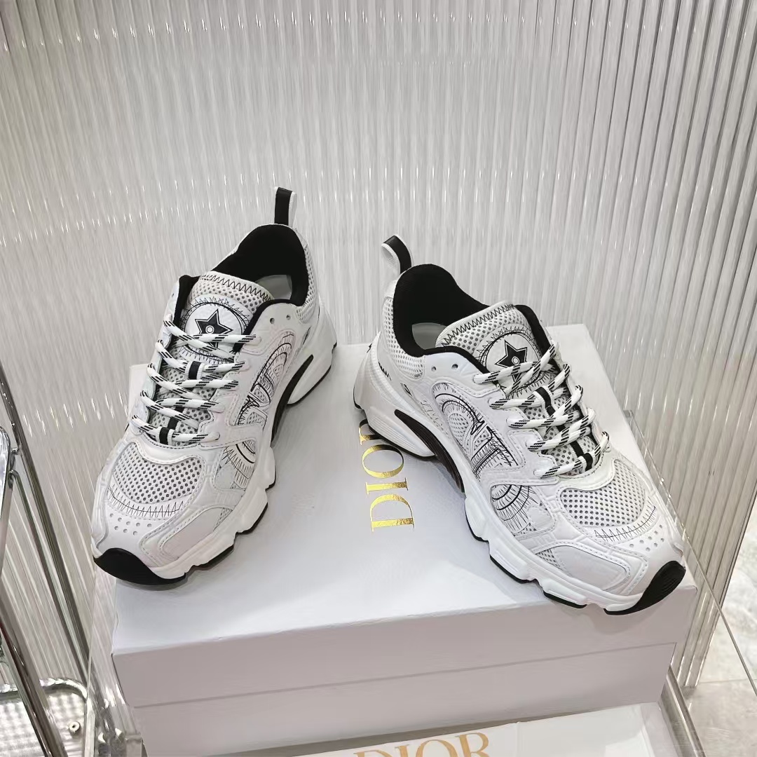 D*or chrono sneaker gray mesh with silver-tone laminated leather-effect panels