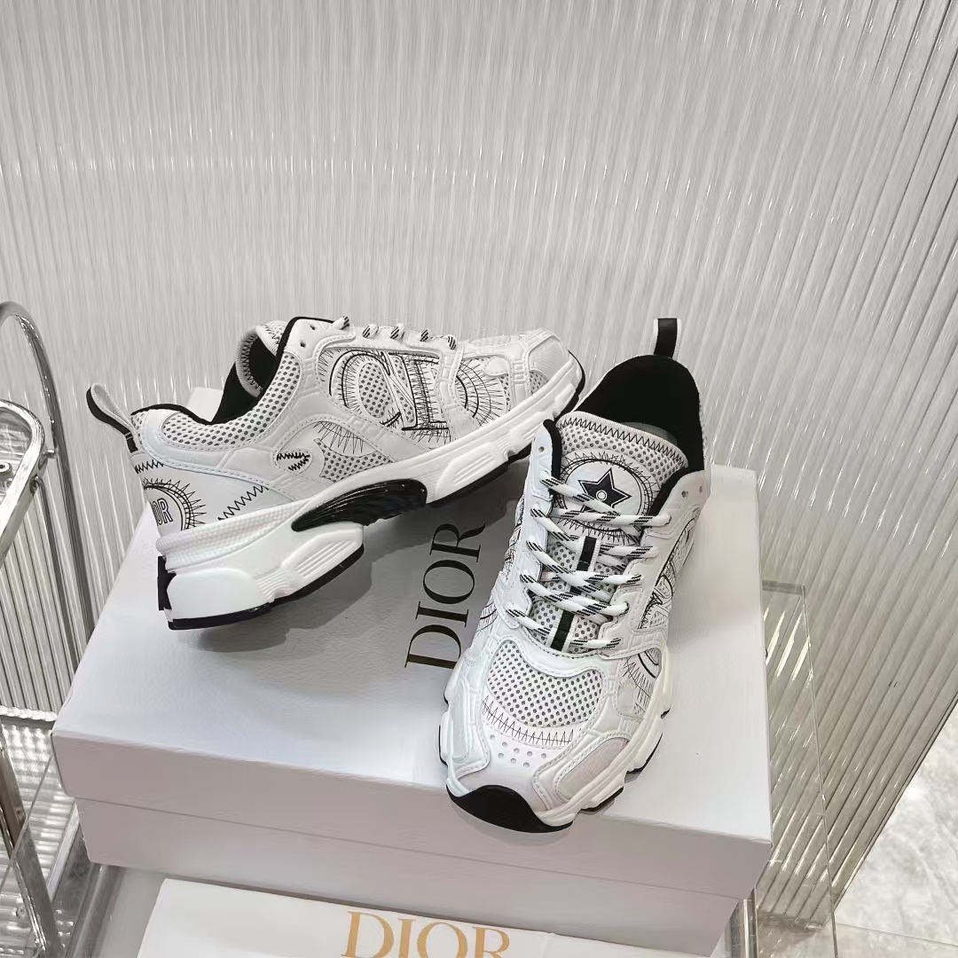 D*or chrono sneaker gray mesh with silver-tone laminated leather-effect panels