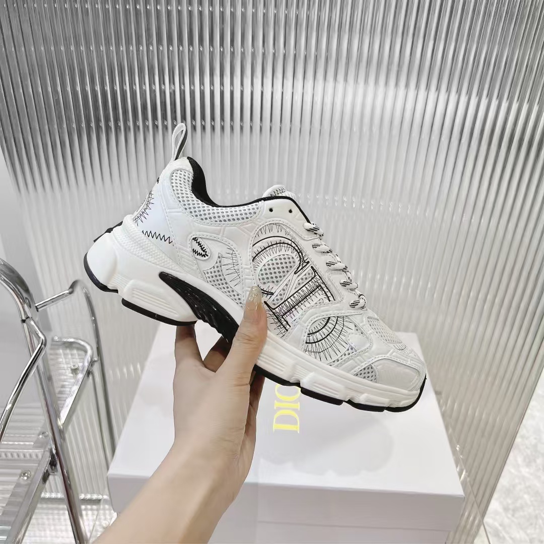 D*or chrono sneaker gray mesh with silver-tone laminated leather-effect panels