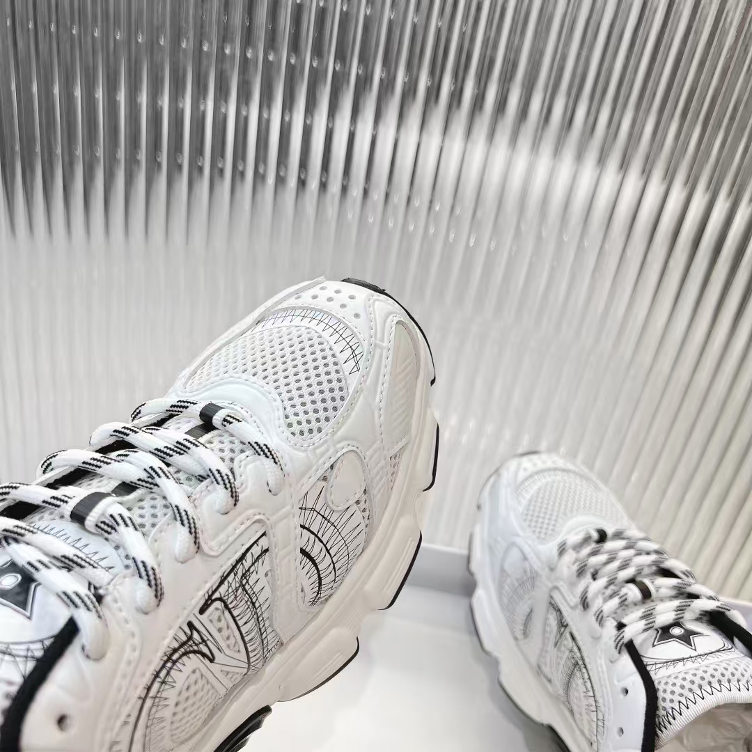 D*or chrono sneaker gray mesh with silver-tone laminated leather-effect panels