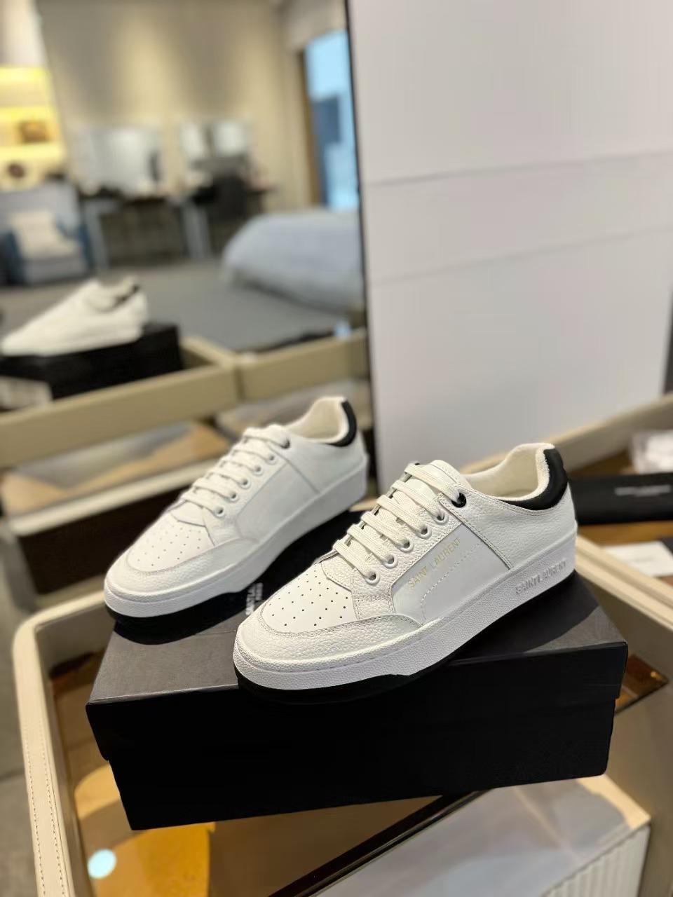 SAINT LAURENT SL/61 Perforated Leather Sneakers